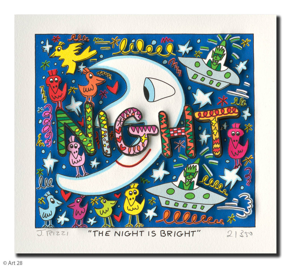 James Rizzi - THE NIGHT IS BRIGHT - inkl. Einrahmung
